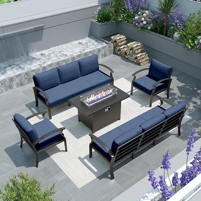 Gotland Aluminum Patio Furniture Set, Metal Outdoor Furniture with 45’’ 55 - Photo 1