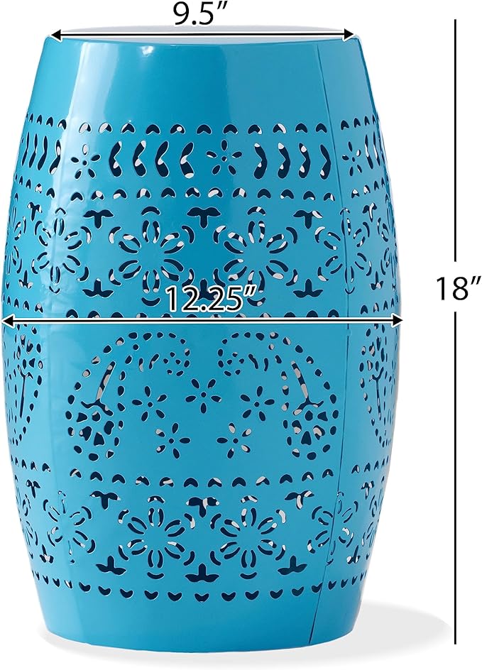 Christopher Knight Home Ruby Outdoor 12" Iron Side Table, Blue - Photo 3