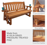 Amish Heavy Duty 800 Lb Mission Pressure Treated Porch Glider with Cupholders (4 Foot, Cedar Stain) - Photo 6