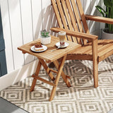 Tangkula Patio Folding Side Table, Teak Wood Square Patio Table with X-Shaped Legs & Slatted Tabletop - Photo 4