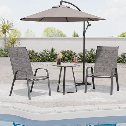 Patio Chairs Set of 2, Outdoor Dining Chairs Stackable for All Weather, Breathable Metal Modern Outside Furniture Chair for Pool Side, Garden, Backyard Deck, Dark Grey