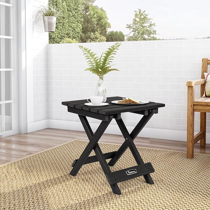 FUNBERRY Outdoor Folding Adirondack Side Table, Portable No Assembly Patio End Table HDPE All Weather - Photo 2