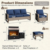 6 Pieces Metal Wicker Patio Furniture Set - 75" Sofa, Two Swivel Chairs and Two Ottomans - Photo 2