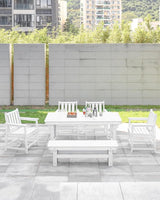 HDPE Outdoor Dining Set of 6, Patio Dining Table Set with 4 Chairs and 1 Bench - Photo 9