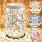 18" Cutout Metal Outdoor Side Table with 3-Mode LED Lights, Modern Decorative Drum End Table - Photo 1