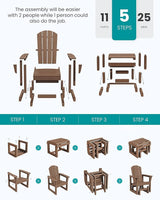SERWALL Outdoor Glider Chair Set of 2 with Ottoman, HDPE Wood-Like Patio Glider Set All-Weather Porch Glider for Outside - Photo 8