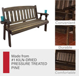 Amish Casual Heavy Duty 800 Lb Mission Pressure Treated Garden Bench with Cupholders (4 Foot, Dark Walnut Stain) - Photo 6
