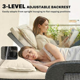 Outsunny Patio Rattan Daybed, Wicker Outdoor Daybed with Storage Ottoman, Loveseat Sofa with Adjustable Backrest - Photo 4