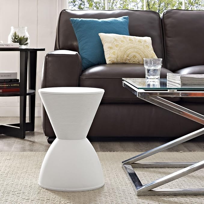Hawthorne Collections 17" Plastic Storage Stool, White Finish, 12"W x 12"D x 17"H, Durable Polypropylene, Indoor/Outdoor Use, Contemporary Side Table or Extra Seating with Hidden Storage Compartment