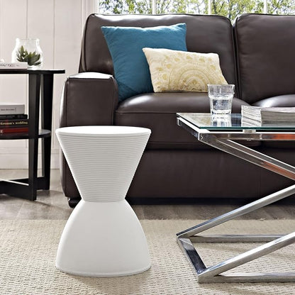 Hawthorne Collections 17" Plastic Storage Stool, White Finish, 12"W x 12"D x 17"H, Durable Polypropylene, Indoor/Outdoor Use, Contemporary Side Table or Extra Seating with Hidden Storage Compartment
