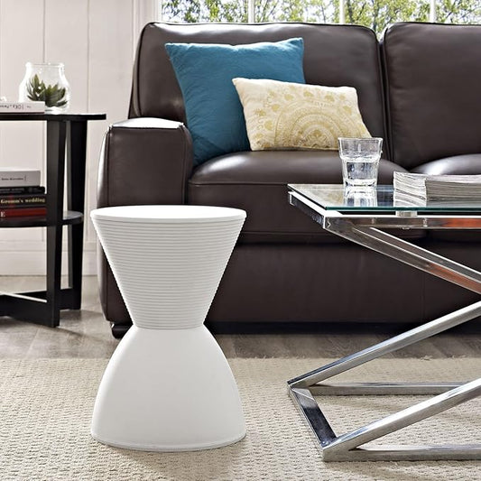 Hawthorne Collections 17" Plastic Storage Stool, White Finish, 12"W x 12"D x 17"H, Durable Polypropylene, Indoor/Outdoor Use, Contemporary Side Table or Extra Seating with Hidden Storage Compartment