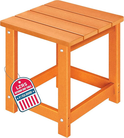 LZRS Adirondack Square Outdoor Side Table for Patio, Pool Composite Patio Table,HDPE End Tables for Backyard,Pool, Indoor Companion, Easy Maintenance & Weather Resistant(Orange)