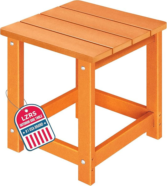 LZRS Adirondack Square Outdoor Side Table for Patio, Pool Composite Patio Table,HDPE End Tables for Backyard,Pool, Indoor Companion, Easy Maintenance & Weather Resistant(Orange)