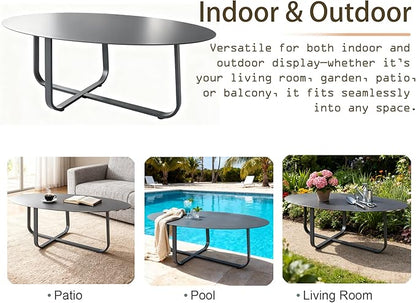 All-Weather Aluminum Outdoor Coffee Table | Modern & Durable Patio Furniture | Perfect for Balcony, Garden, and Poolside | Black (44.9 x 27.6 x 16.5 in)