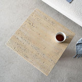Faux Stone Side Table Square End Table, Patio Small Drink Table for Small Spaces - Photo 7