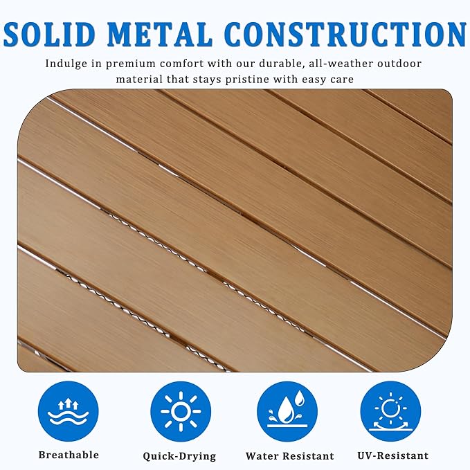 27.5'' Outdoor Patio Table with Storage Shelf, Heavy Duty 400lbs Capacity Square Metal Garden Table, All-Weather Walnut Tabletop for Deck, Balcony, Bistro, 2-4 Person