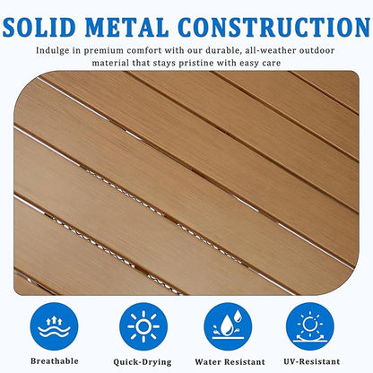 27.5'' Outdoor Patio Table with Storage Shelf, Heavy Duty 400lbs Capacity Square Metal Garden Table, All-Weather Walnut Tabletop for Deck, Balcony, Bistro, 2-4 Person