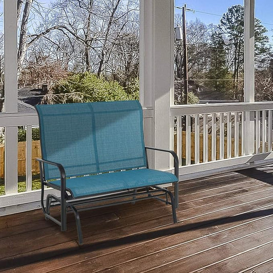 Sophia & William 2-Person Outdoor Glider Bench, Gliding Loveseat, Patio Glider Bench, All-Weather Resistant Textilene Fabric and Powder Coating Metal Frame
