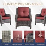 HUMMUH Patio Chairs Wicker Patio Dining Chairs Set of 2 PE Rattan Deep Seating Outdoor Chairs with 4 inch Seat Cushions - Photo 6