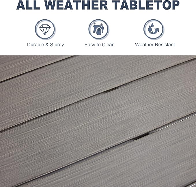 VICLLAX 40.6" Round Metal Outdoor Dining Table for 4, Patio Table with Umbrella Hole and Storage Shelf for Garden, Lawn - Photo 7