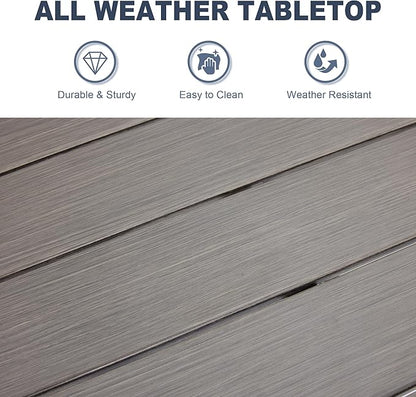 VICLLAX 40.6" Round Metal Outdoor Dining Table for 4, Patio Table with Umbrella Hole and Storage Shelf for Garden, Lawn, Deck, Grey