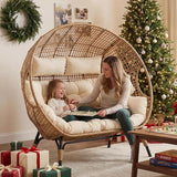 NICESOUL® Double Egg Chair Indoor Outdoor Stationary Oversized 6.5" Thick Padded Cushions - Photo 3