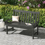 Tangkula HDPE Outdoor Garden Bench with Backrest, 2-Person All-Weather Patio Loveseat Chair with Slatted Seat - Photo 3