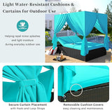Patio Chaise Lounge, PE Rattan Outdoor Patio Wicker Sunbed Daybed with Adjustable Seats, Four-sided Canopy - Photo 2