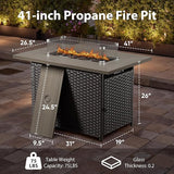 Patio Furniture Set with Fire Pit Table - 7 Pieces All-Weather Wicker Outdoor Furniture with High Back Swivel Chairs - Photo 7