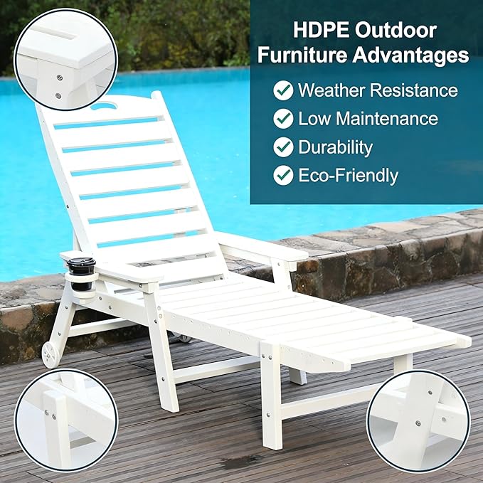 Outdoor Chaise Lounge Chair with Adjustable Backrest and Heavy-Duty Support for Ultimate Relaxation - Photo 6