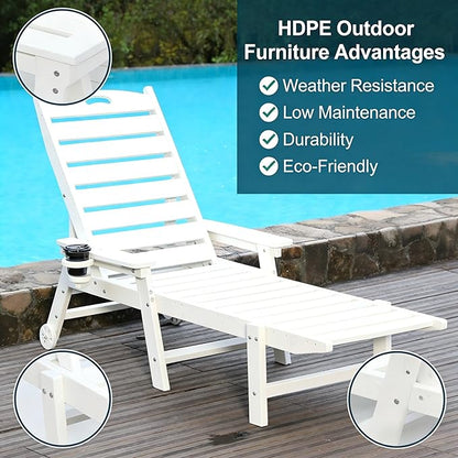 Outdoor Chaise Lounge Chair with Adjustable Backrest and Heavy-Duty Support for Ultimate Relaxation