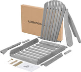 Wooden Folding Adirondack Chair Set of 2, Wood Lounge Patio Chair for Garden Outdoor - Photo 4