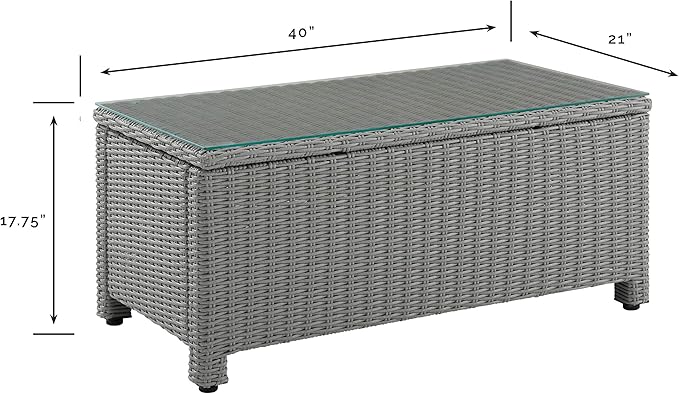 Crosley Furniture Bradenton All Weather Rattan Wicker Outdoor Coffee Table for Patio, Deck, Porch, Gray