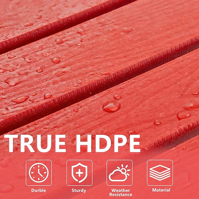 Adirondack Small Outdoor Side Table - Weatherproof HDPE Patio End Table with 2-Tier Storage for Firepit, Balcony, Garden, Poolside or Bathroom (Red, Set of 4)