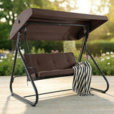3-Seat Outdoor Convertible Swing Glider with Adjustable Canopy, 2-in-1 Bench to Flat Bed, Removable Cushions - Photo 6