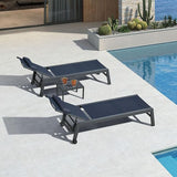 PURPLE LEAF Outdoor Lounge Chair Set Patio Chaise Pool Lounger Aluminum Frame with 2 Side Table and Wheels for Outside - Photo 4