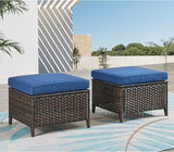 HUMMUH 4 Pieces Patio Bistro Set Wicker Patio Chairs Set of 2 with Ottomans Rattan Outdoor Furniture Conversation Set - Photo 5