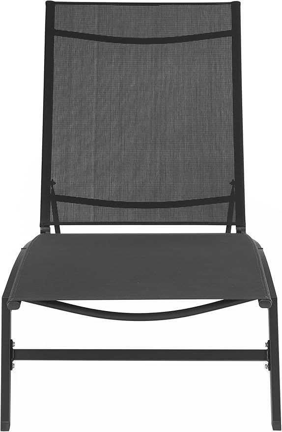 Crosley Furniture Weaver Reclining Sling Outdoor Chaise Lounge Chair with Wheels for Patio, Deck, and Pool, Charcoal - Photo 4