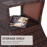 Outsunny Outdoor Side Table with Umbrella Hole, 2 Tier Rattan Wicker End Table with Storage Shelf - Photo 5