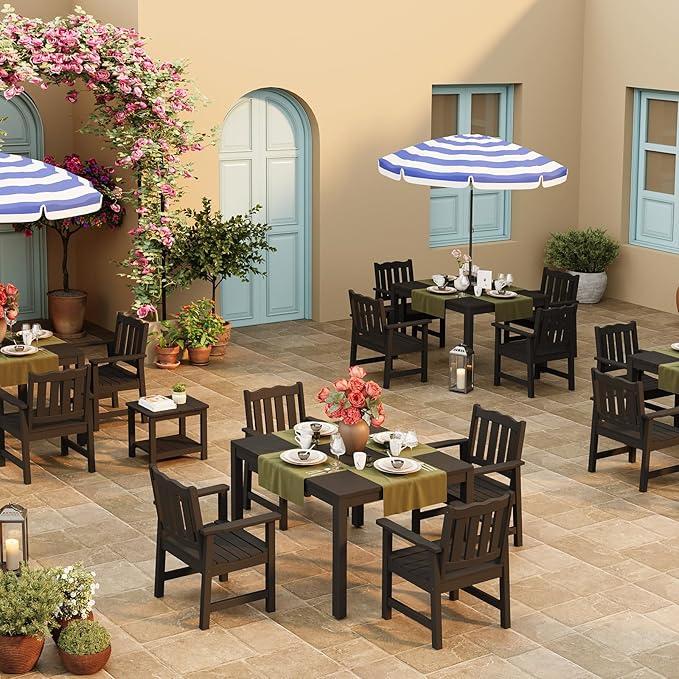 Stoog 3 Piece Patio Bistro Set, All-Weather Garden Chairs Set of 2 with Table, 400 lbs Support Garden Chair, Black