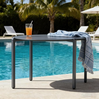 All-Weather Aluminum Outdoor Coffee Table | Modern & Durable Patio Furniture | Perfect for Balcony, Garden, and Poolside | Black (29.5 x 15 in)