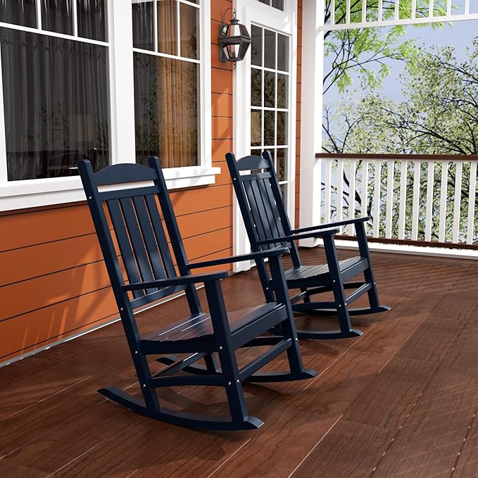WO WESTIN OUTDOOR HDPE Laguna Classic Porch Rocking Chair (Set of 2), Navy Blue
