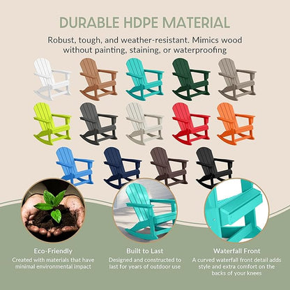 WestinTrends Malibu Outdoor/Patio Poly Adirondack Rocking Chair, Turquoise