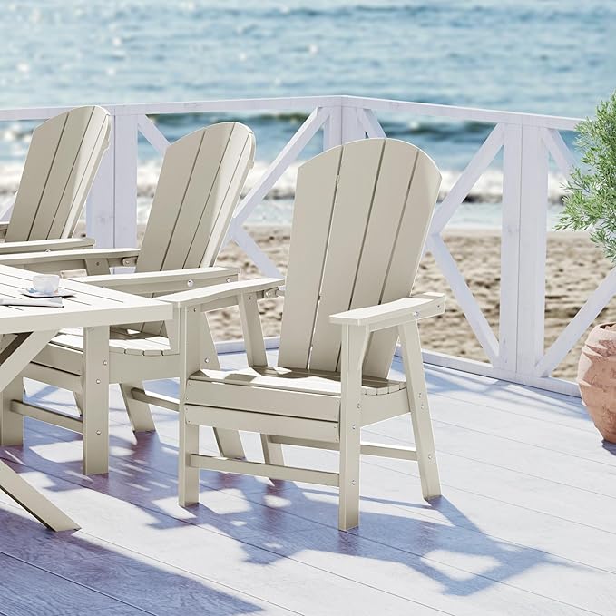 WestinTrends Malibu Outdoor Patio HDPE Plastic Adirondack Dining Chair Sand