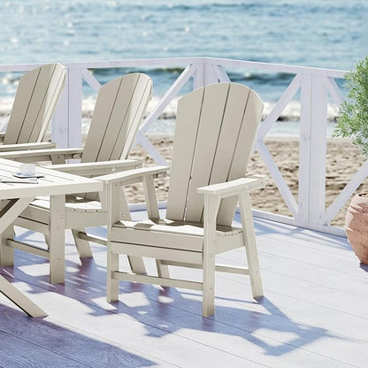 WestinTrends Malibu Outdoor Patio HDPE Plastic Adirondack Dining Chair Sand