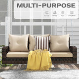 DWVO 3 Seats Porch Swing Hanging Bench Swing Outdoor Wicker Patio Swing Lounge Front Rattan 794lbs for Garden, Balcony - Photo 2