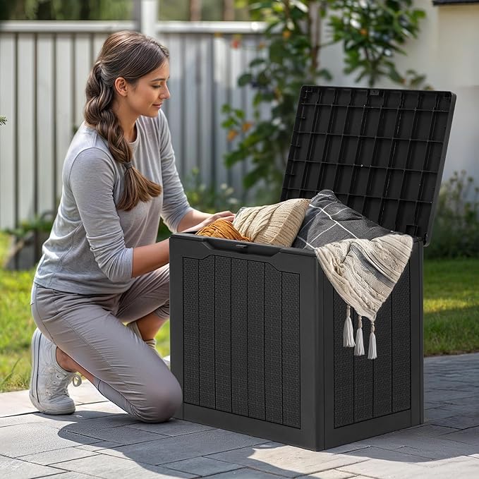 YITAHOME 30 Gallon Outdoor Storage Box, Small Water Resistant Resin Deck Box - Photo 5