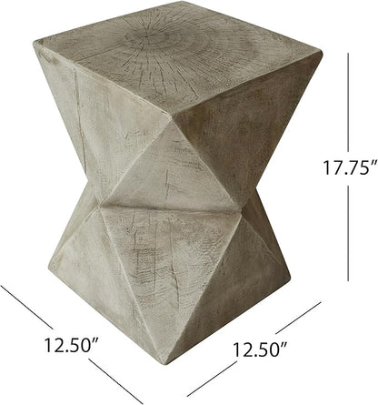 Christopher Knight Home Lux Outdoor Weight Concrete Side Table, Light Gray