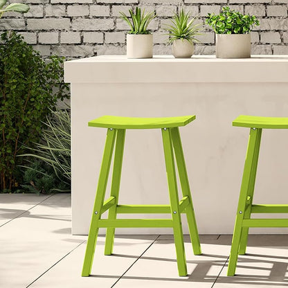 WestinTrends Malibu 29 Inch Outdoor Bar Stools, All Weather Resistant Poly Lumber Adirondack Bar Height Stools, Lime