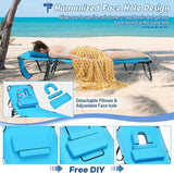 Goplus Tanning Chair, Folding Beach Lounge Chair with Face Hole, Removable Pillow, Carry Strap, Position Adjustable - Photo 5